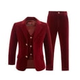 thumbnail image 1 of Boys Suit Boys'Suits Fit 3 Piece Blazer Waistcoat Pants Shawl Lapel Suits Set Wine Kid for Party Wedding Size 10, 1 of 5