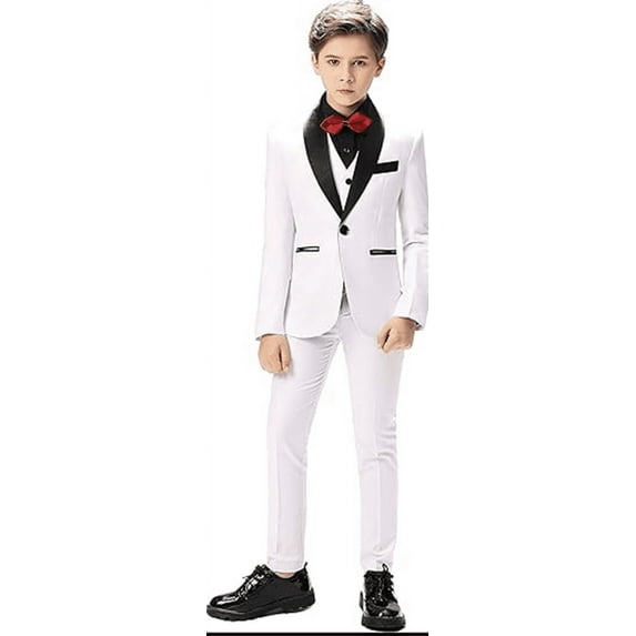Boys Suit Classic Tuxedo Morden Fit Toddler Dress with Coat, Pants, Vest Set No Tail