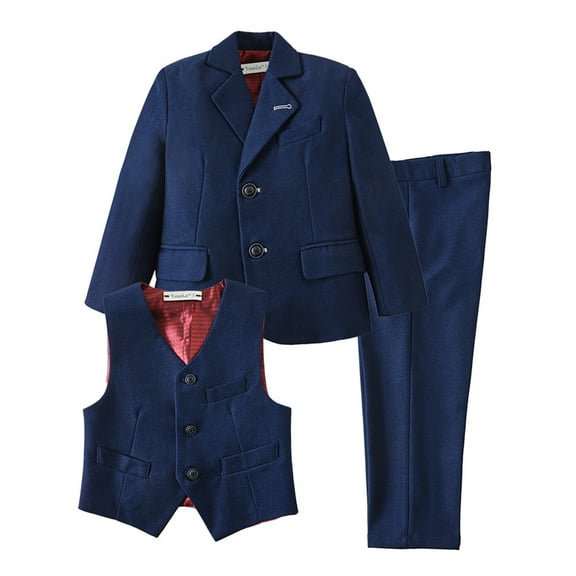 Boys Suit Fit 3 Pieces Formal Wedding Suits for Boys Ring Outfit Suit Jacket Vest and Pants for Wedding