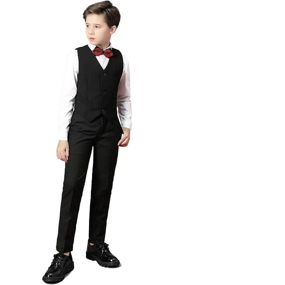 Boys Suit Kids Formal Wedding Tuxedo Dress Suits for Teen Boys Vest and Pants Set