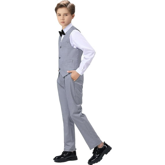 Boys Suit Kids Formal Wedding Tuxedo Dress Suits for Teen Boys Vest and Pants Set