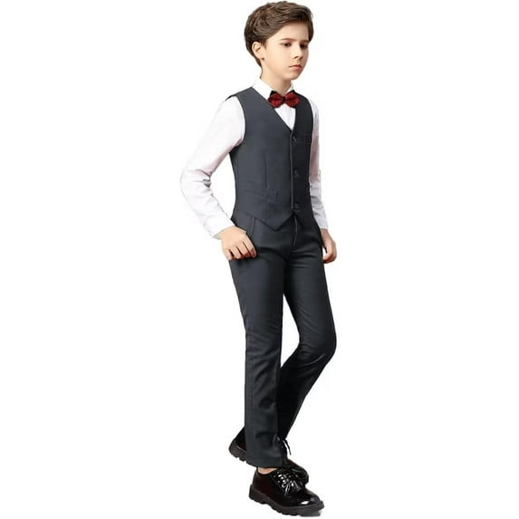 Boys Suit Kids Formal Wedding Tuxedo Dress Suits for Teen Boys Vest and Pants Set