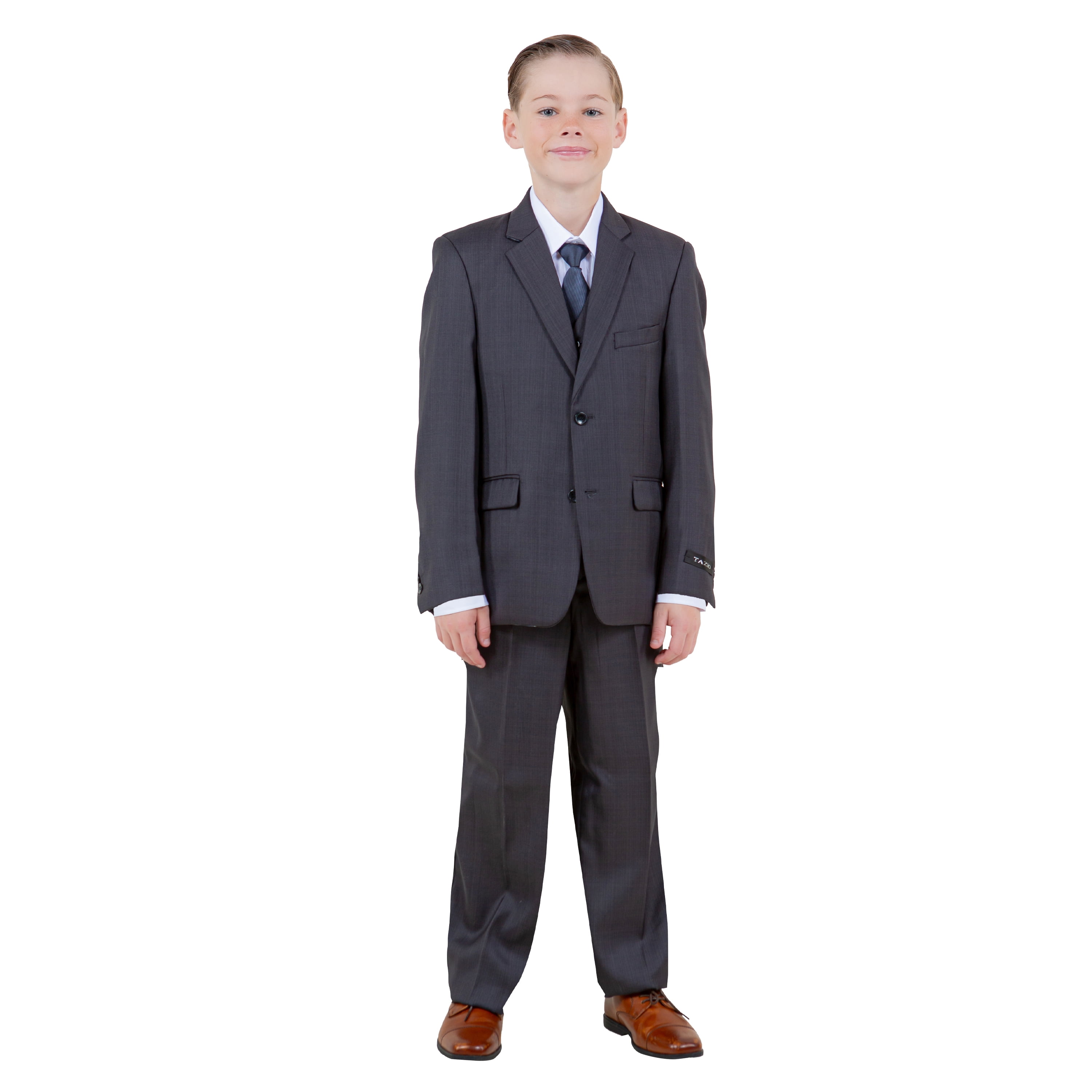 Boys Suit Set Solid 3pc Notch Lapel With Matching Vest & Pants Free ...