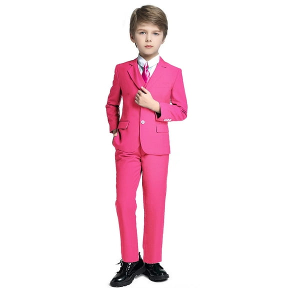 Boys Suit Size 10 Kids Suits for Toddler Boys Ring Bearer Suit Boys Dressy Outfit Set 5Pcs Formal Suits Set Pink