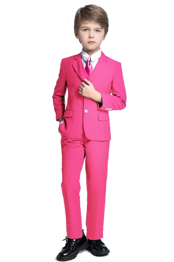 Boys Suit Size 10 Kids Suits for Toddler Boys Ring Bearer Suit Boys Dressy Outfit Set 5Pcs Formal Suits Set Pink