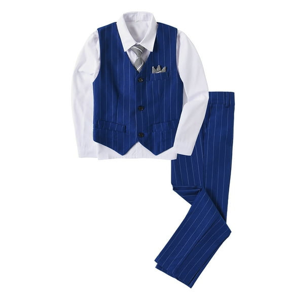 Boys Suit Size 14 Kids Suits for Toddler Boys Ring Bearer Suit Boys' Formal Suits Blue stripe Easter Outfit Dress Clothes