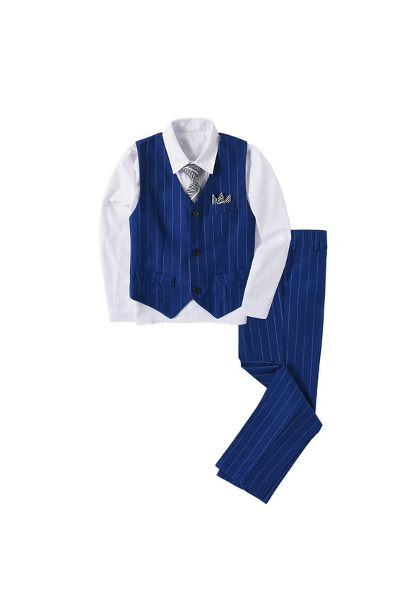 Boys Suit Size 2T Kids Suits for Toddler Boys Ring Bearer Suit Boys' Formal Suits Blue stripe Easter Outfit Dress Clothes