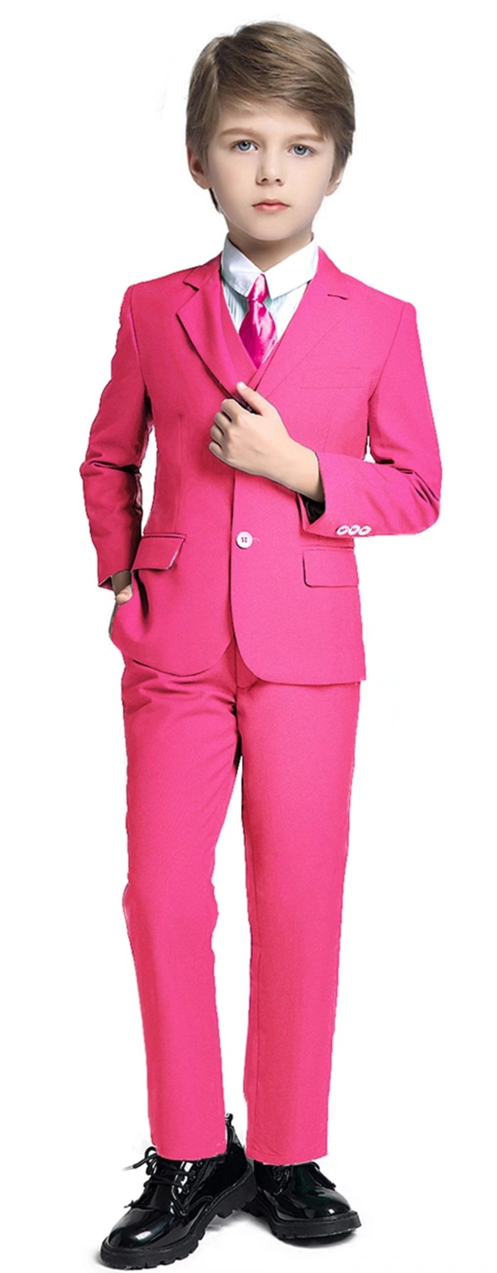 Boys Suit Size 7 Kids Suits for Toddler Boys Ring Bearer Suit Boys Dressy Outfit Set 5Pcs Formal Suits Set Pink
