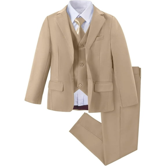 Boys Suit Slim Fit 5 Piece for Kids Toddler Suit Wedding Outfit for Teenage Boys Formal Tuxedo Set