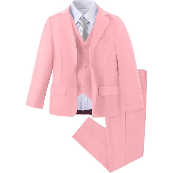 Boys Suit Slim Fit 5 Piece for Kids Toddler Suit Wedding Outfit for Teenage Boys Formal Tuxedo Set
