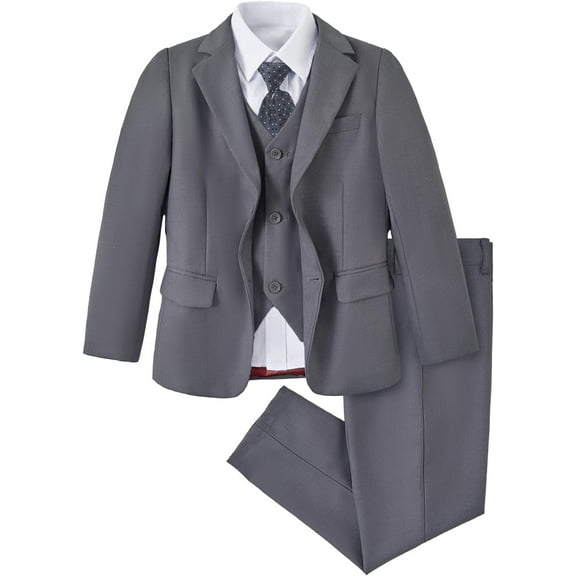 Boys Suit Slim Fit 5 Piece for Kids Toddler Suit Wedding Outfit for Teenage Boys Formal Tuxedo Set