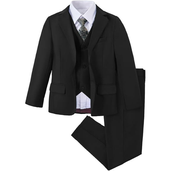 Boys Suit Slim Fit 5 Piece for Kids Toddler Suit Wedding Outfit for Teenage Boys Formal Tuxedo Set