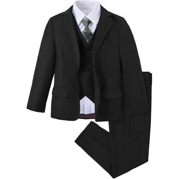 Boys Suit Slim Fit 5 Piece for Kids Toddler Suit Wedding Outfit for Teenage Boys Formal Tuxedo Set