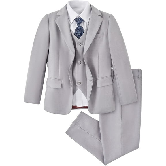 Boys Suit Slim Fit 5 Piece for Kids Toddler Suit Wedding Outfit for Teenage Boys Formal Tuxedo Set