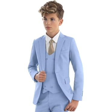 3-Piece Boys' Gentleman Suit Set – Coat, Vest, Pants – Plaid Wedding Formal Outfit