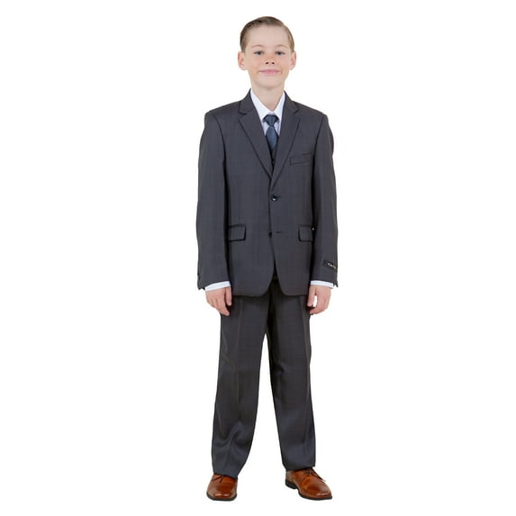 Boys Suit Tuxedo Set Solid 4pc Satin Notch Lapel-Classic Fit