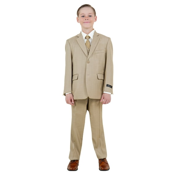 Boys Suit Tuxedo Set Solid 4pc Satin Notch Lapel-Classic Fit