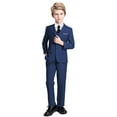 thumbnail image 1 of Boys Suit Tuxedo Suits for Toddler Boys Ring Bearer Suit Wedding Outfit Boys Dress Clothes Blue Vest and Pants Suits Size 6T, 1 of 5