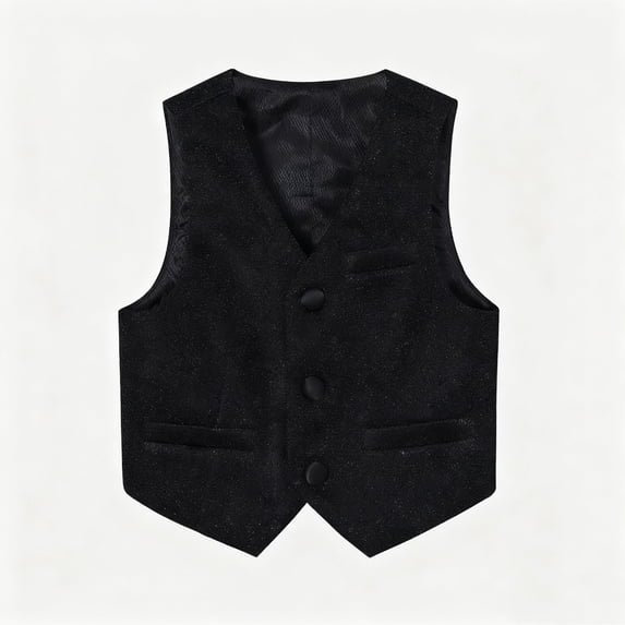 Boys' Suit Vest Performance Outfit V-Neck Button-Down Formal Waistcoat Versatile Layering Piece for Back-to-School (1-13 Years)