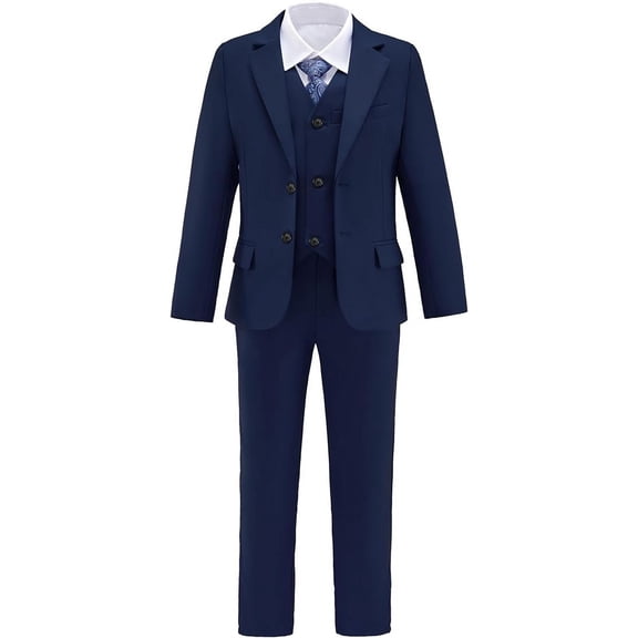 Boys Suit for Kids 6 Pieces Formal Dresswear Set Teen Boys Tuxedo Suits for Wedding Graduation
