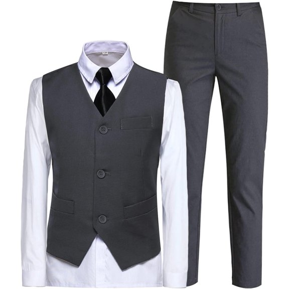 Boys Suit for Kids Toddler Boy 4-Piece Wedding Tuxedo Suits Vest and Pants Set