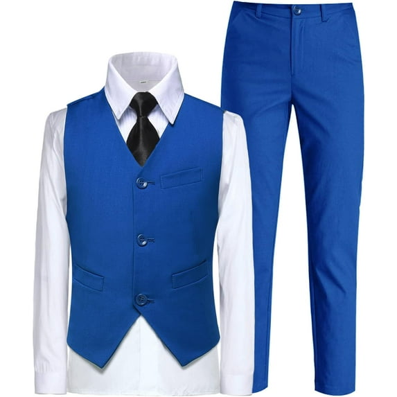 Boys Suit for Kids Toddler Boy 4-Piece Wedding Tuxedo Suits Vest and Pants Set