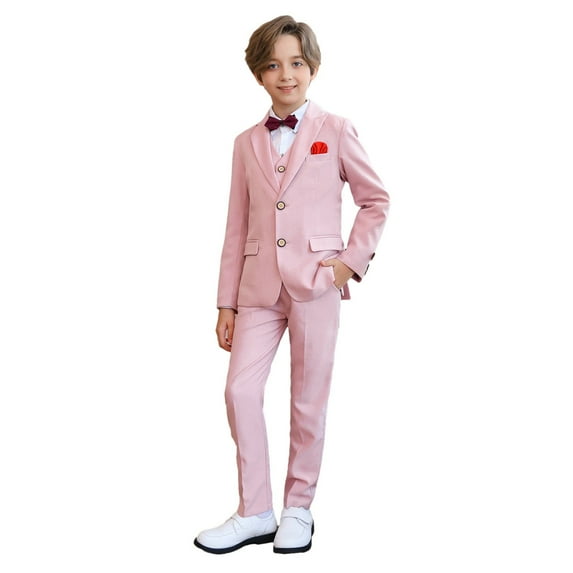 Boys Suit for Kids Wedding Ring Bearer Outfit Boy Formal Suits 6 Piece Slim Fit Dresswear Suit Set