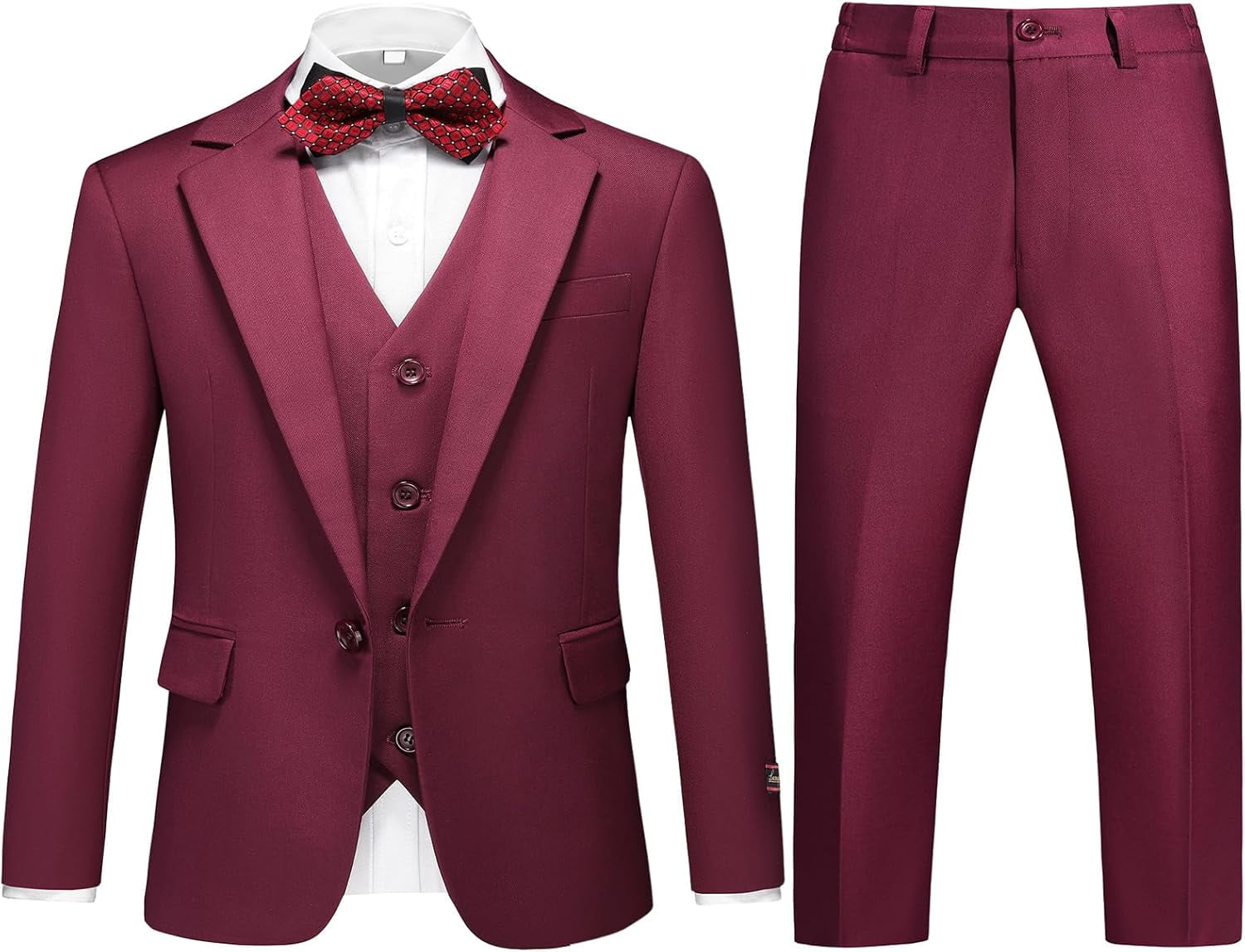 Boys Kids Sizes Tuxedo Suit AFT 3-Button Vest Classic Fit Suede Shawl Suits With Adjustable Tie Gray main image 1