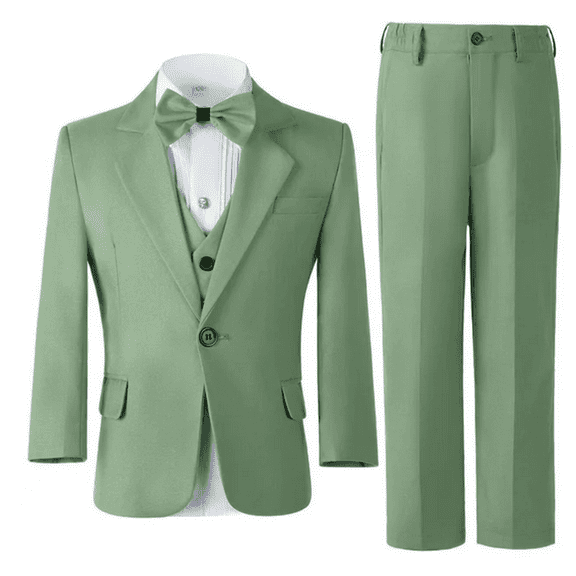 Boys Suits 3 Pieces Formal Suit Set Plaid Blazer Vest Pants Slim Fit Suit Jacket for Wedding Party