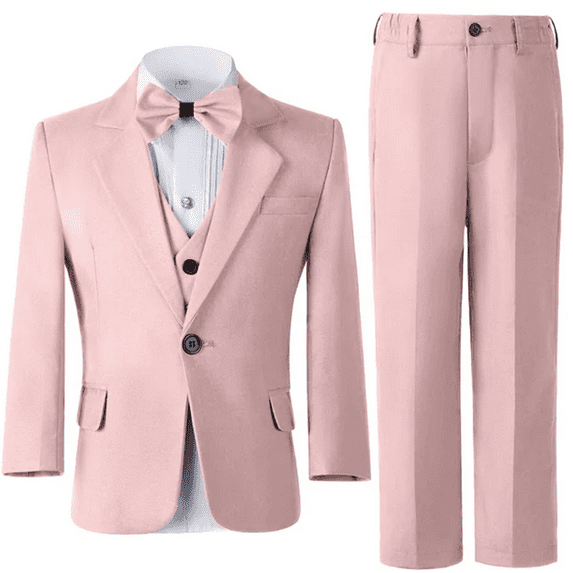 Boys Suits 3 Pieces Formal Suit Set Plaid Blazer Vest Pants Slim Fit Suit Jacket for Wedding Party
