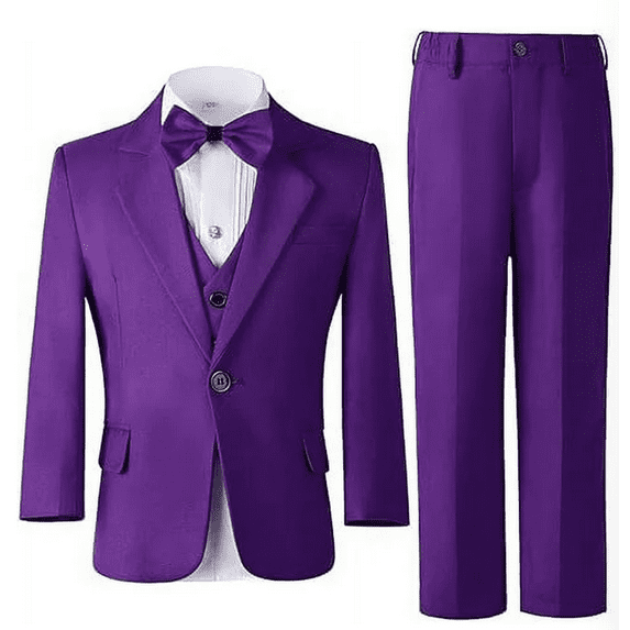 Boys Suits 3 Pieces Formal Suit Set Plaid Blazer Vest Pants Slim Fit Suit Jacket for Wedding Party