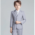 thumbnail image 1 of Boys Suits 5 Piece Set Slim Colorful Formal Fit Light Grey Kids Wedding Outfit Boys Dresswear Up 20 Years, 1 of 4