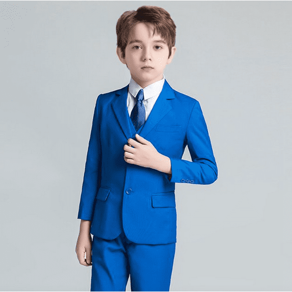 Boys Suits 5 Piece Set Slim Fit Kids Wedding Outfit Boys Dresswear Up Royal Blue 20 Years