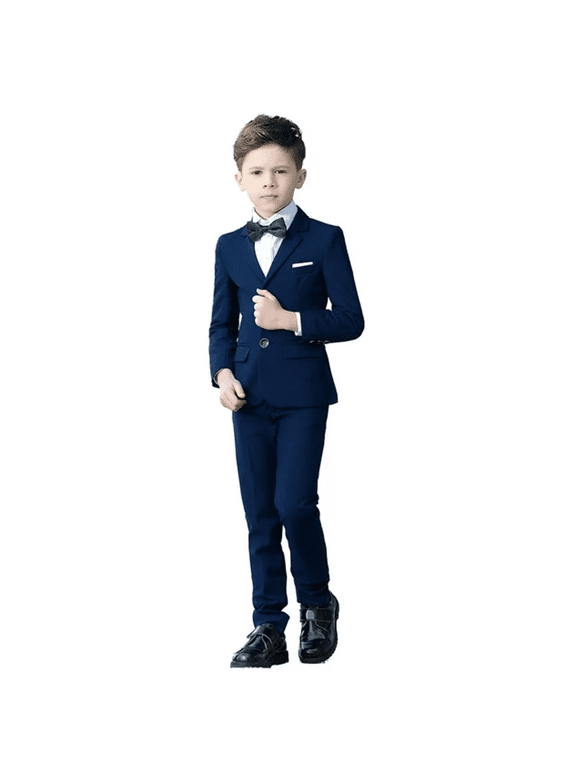 Boys Suits 5 Piece Set Slim Fit Navy Kids Wedding Outfit Boys Dresswear Up