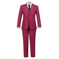 thumbnail image 1 of Boys Suits 5 Pieces Fit Pants Wine Red Outfit Formal Suit for Wedding Jacket Vest Pants Collared Dress Shirt and Tie, 1 of 6