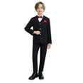 thumbnail image 1 of Boys Suits Blazer Jacket Dress Shirt & Pants Vest Bow Tie Pocket Square 6 Piece Tuxedo Set for Kids, 1 of 9