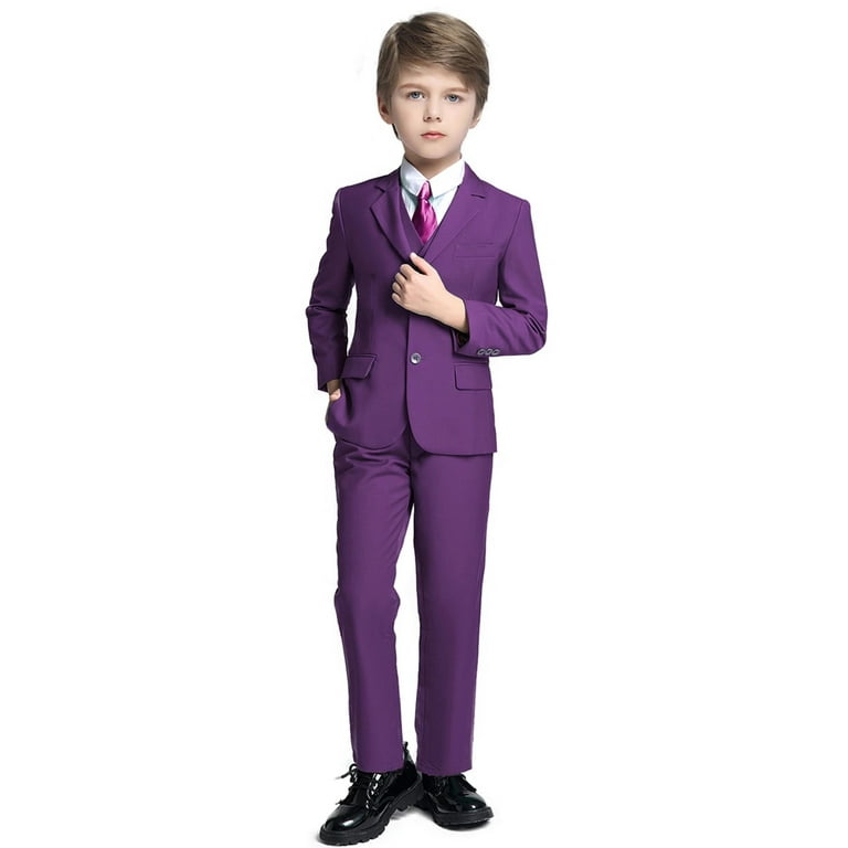 Boys Suits Boy's Slim Fit Suit Dress Clothes Easter Outfit Formal Suit Set  Purple for Boys Size 12