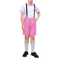 thumbnail image 1 of Boys Suits Formal Suspenders Wedding Tuxedos Ring Bearer Outfit Suit Vest and Shorts Set with Bow Tie for Teens 3-18 Years, 1 of 3