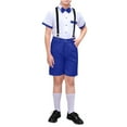 thumbnail image 1 of Boys Suits Formal Suspenders Wedding Tuxedos Ring Bearer Outfit Suit Vest and Shorts Set with Bow Tie for Teens 3-18 Years, 1 of 3