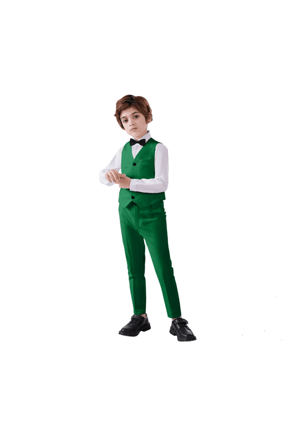 Boys Suits Slim Fit 4 Piece Formal Dresswear Suit for Kids Tuxedo Wedding Set Toddler Boy Dress with Vest Shirt Pants and Tie
