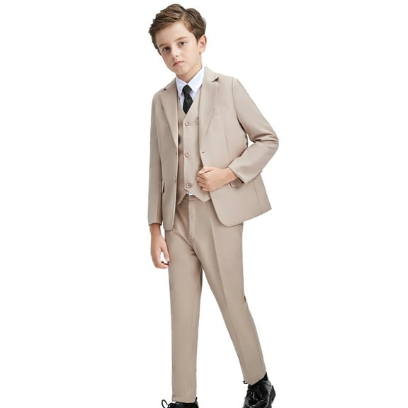 Boys' Suits Slim Fit 4 Pieces, Boys Formal Suit Set,Adjustable Waist