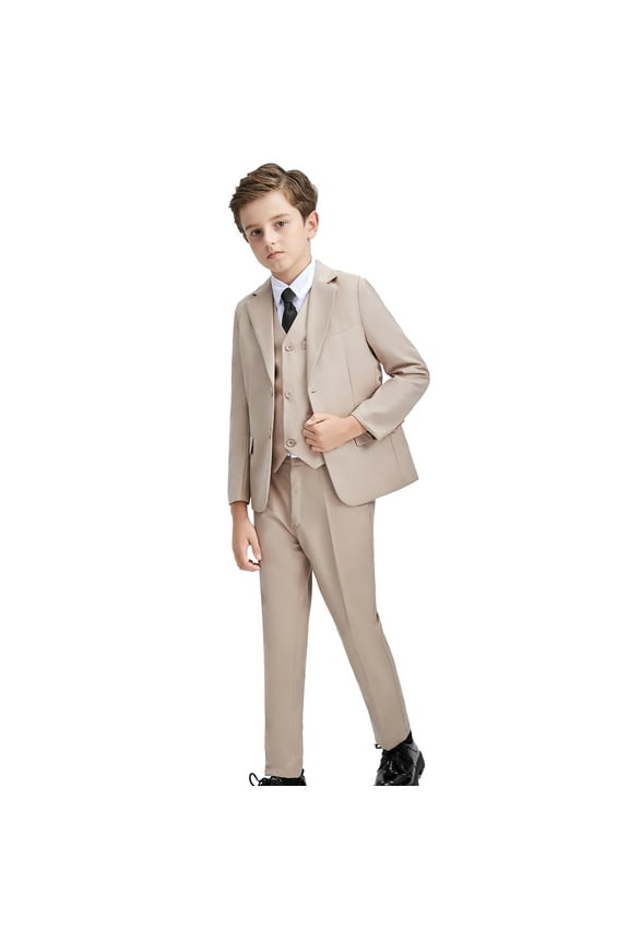 Boys' Suits Slim Fit 4 Pieces, Boys Formal Suit Set,Adjustable Waist