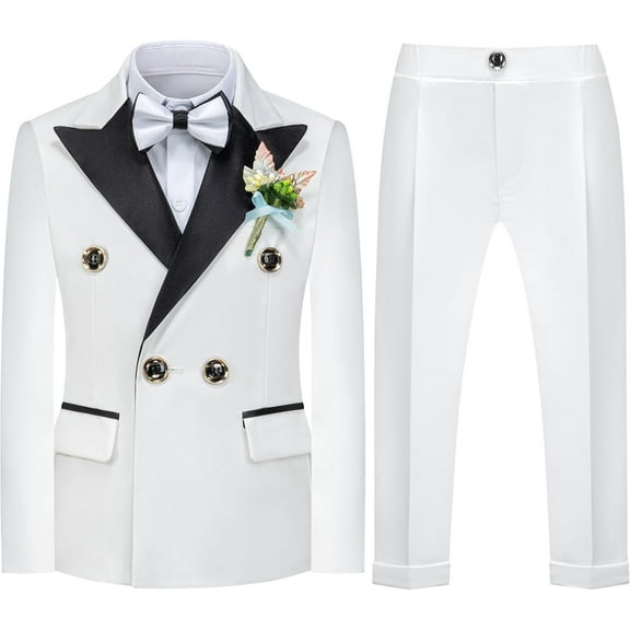 Boys Suits Toddler Tuxedo Double Breasted Formal Suit Set Kids Wedding Outfit