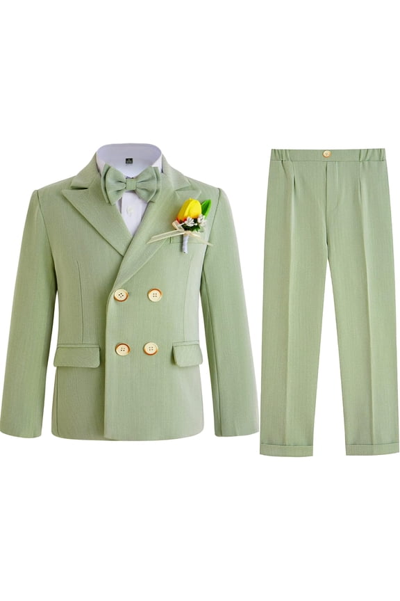 Boys Suits Toddler Tuxedo Double Breasted Formal Suit Set Kids Wedding Outfit