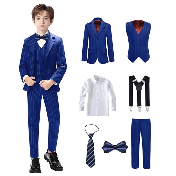 Boys Suits for Boy Slim Fit Formal Toddler Kids Suit 7Pcs Vest Dress Pants Blazer Ring Bearer Outfit with Accessory