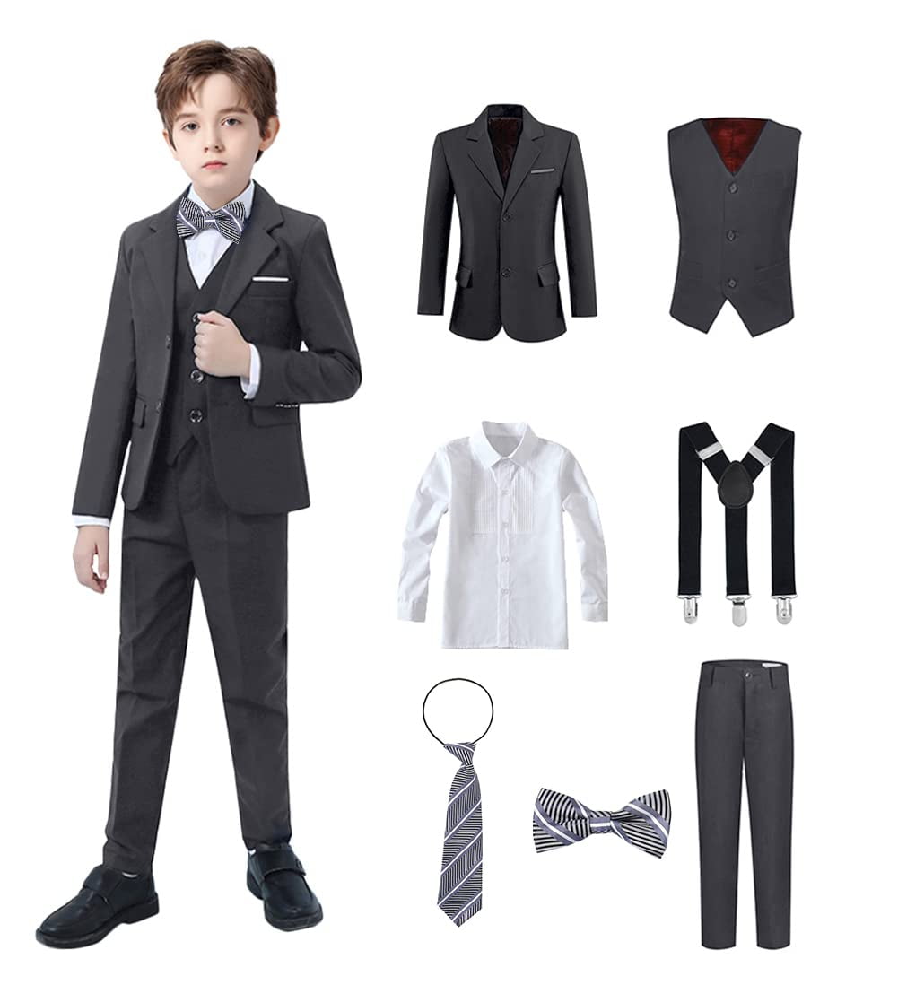 Boys Suits for Boy Slim Fit Formal Toddler Kids Suit 7Pcs Vest Dress