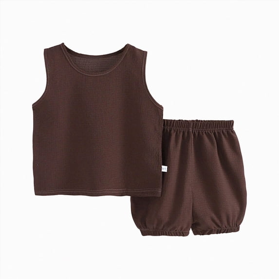 Boys Summer 2-Piece Set 6-12 Months 12-24 Months 2t 3t 4t 5t 6t 7t Children Cool Print Short Sleeve T-Shirt And Elastic Waist Shorts,Boys 2 Piece Summer Set(Brown,1-2 Years)