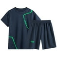 thumbnail image 1 of Boys Summer Athletic 2 Piece Outfits Performance CrewNeck Short Sleeve and Casual Active Short Kids Clothing Set Dark Blue Size 11-12 Years, 1 of 4