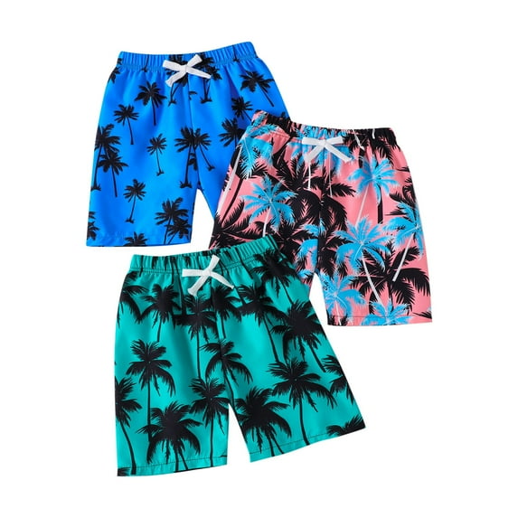 Boys Summer Beach Shorts Toddler Casual Pull-On Shorts Novelty Comfort Loungewear, Assorted 3-Pack 5T