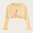 thumbnail image 1 of Boys Summer Cardigan Girls Cropped Knit Cardigan Solid Ruffle Button Lightweight Sweater Shrugs for Dress Formal Wedding Beige 5Y, 1 of 6